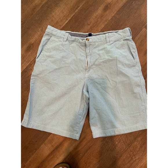 IZOD‎ Seersucker Shorts Golf Casual Striped Blue White Mens Size 38 - Picture 1 of 5